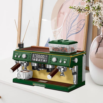 Espresso Double-Head Coffee Maker Model Micro Bricks Building Blocks Set Unique Gifts for Coffee Lover Kids Adults 928 Pieces