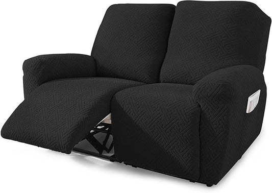 NORTHERN BROTHERS Recliner Chair Covers, Loveseat Chair Covers, Covers for Reclining Chairs, Recliner Couch Cover 2 Seat, Black