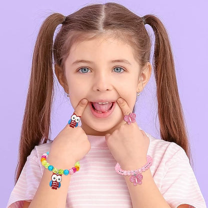 Mermaid Unicorn Bracelet Ring Set Girls Butterfly Bracelets Little Girls Ring Set Toddler Girls Jewerly Bracelets and Rings for Birthday Party Favors-12Pcs