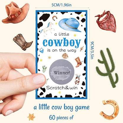 60 Pack Cowboy Baby Shower Scratch Off Cards A Little Cowboy is On The Way Scratch Off Game Western Cowboy Theme Party Scratch Off Cards Baby Shower Party Supplies (Cowboy Style)