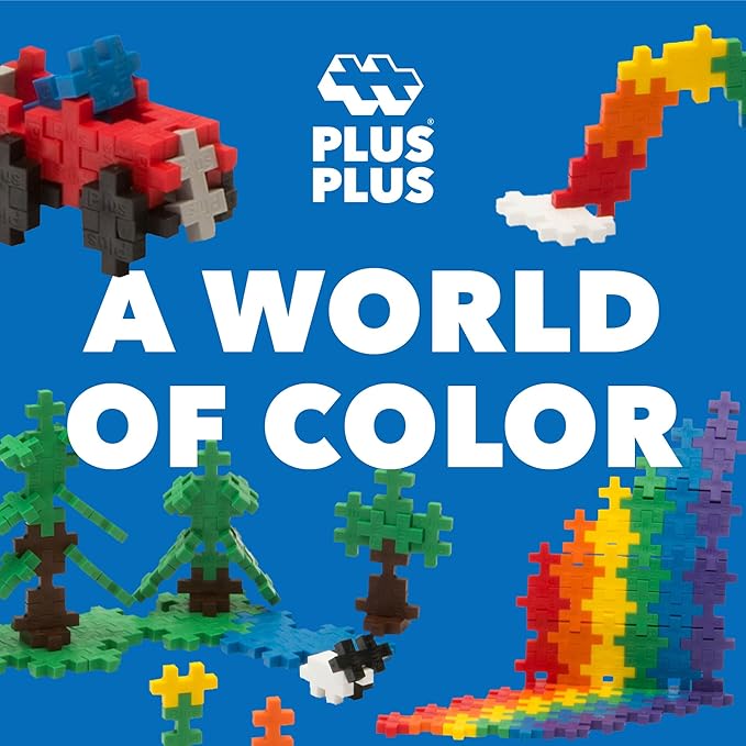 PLUS PLUS - Open Play Set - 600 Piece - Basic Color Mix, Construction Building Stem Toy, Interlocking Mini Puzzle Blocks for Kids