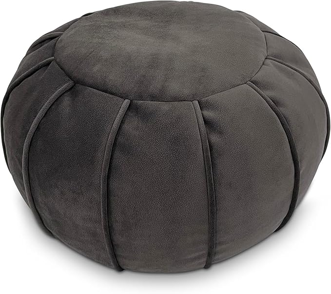 Louis Donné Unstuffed Ottoman Pouf Cover, Eco-Friendly Fabric Pouf Ottoman Floor Chair with Storage Solution for Bedroom, Round Foot Stools for Seating Poufs for Living Room Camper（Dark Brown）