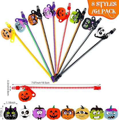 Capoda Halloween Party Favor Zipper Bracelets Bulk Trick or Treat Bracelets Halloween Bracelets Set Halloween Party Favor Wristbands for Girls Halloween Goodie Bag Fillers Party Favors(32 Pcs)