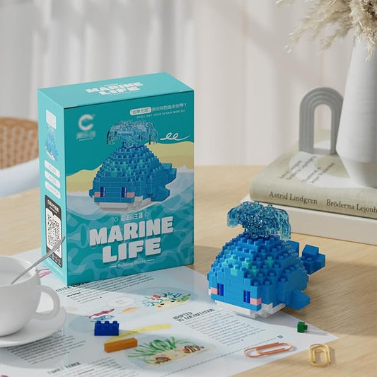 Marine Animals Building Blocks Sets Mini Building Blocks Ocean Animal Sea Creatures Building Blocks Set Mini Building Blocks Toys STEM Gifts for Kids Adult(Blue Whale)