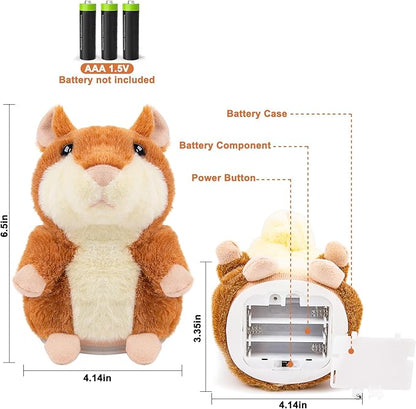 Talking Hamster - Toddler Stuffed Animal Toys for Boys Girls 2 3 4 5 6 Year Old - Repeats What You Say - Interactive Plush Sensory Companion Toy for Kids Easter Basket Stuffers Birthday Gifts