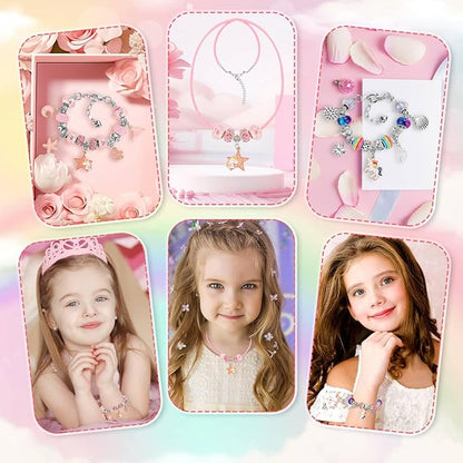 LifeisLuck Charm Jewelry Making Kit, Bracelet Making Kit for Girls, DIY Necklace Kit with Initial Jewelry Box, Unicorns Crafts Girls Toys Age 6-8 8-12 Birthday Valentines Day Gifts for Kids