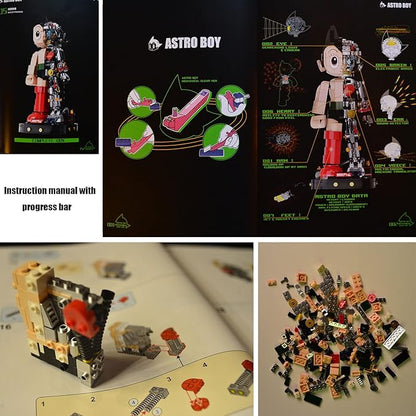 Mech Astro Boy Toy Building Kit,Collectible Mighty Atom Display Model,Half Mech Detail Hand-Made Mech Building Blocks,Gift for Adults and Kids,Compatible with Lego(1258 Pieces)