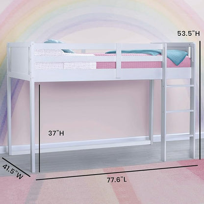 Delta Children Twin Loft Bed with Guardrail and Ladder (Coordinates with Disney Princess & JoJo Siwa Tents Sold Separately), White