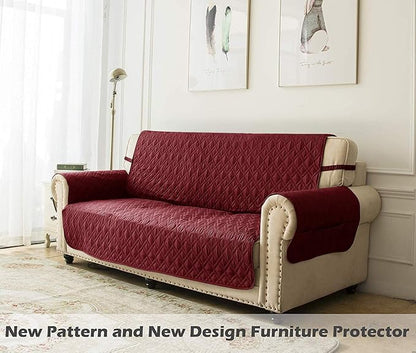 Ameritex Couch Sofa Slipcover 100% Waterproof Nonslip Quilted Furniture Protector Slipcover for Dogs, Children, Pets Sofa Slipcover Machine Washable (Burgundy, 68")