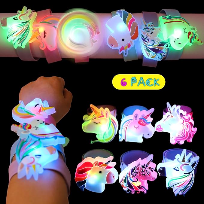 Unicorns Slap Bracelets, Unicorn Party Favors for Kids 6-8 8-12, Unicorn Light-up Bracelets Girls Party Supplies for Birthday Decorations, Christmas Stocking Stuffers for Girl