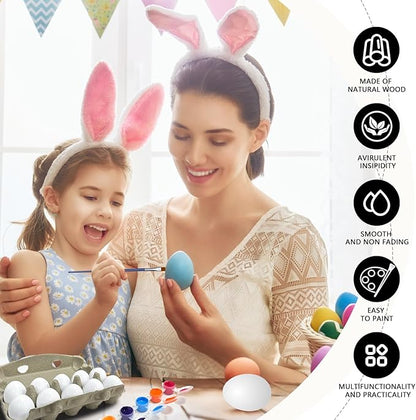 10pcs Wooden Fake Eggs, White Wooden Easter Eggs, DIY Kitchen Pretend Game Food Set, Children's Kitchen Game Toys, Home Decoration Products, Fake Eggs for Home Farm Decoration