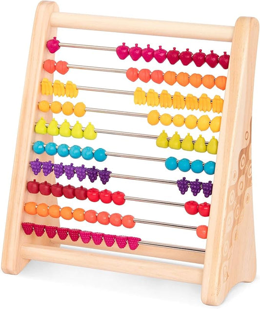 B. toys- Two-Ty Fruity!- Wooden Abacus for Kids- Developmental Learning Toy- Classic Math Toy with 100 Beads – Educational Toy for Addition and Subtraction – Numbers & Counting – 18 Months +
