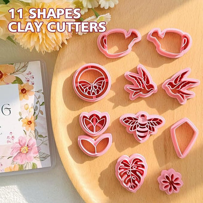 KEOKER Spring Polymer Clay Cutters - 11 Cutters for Polymer Clay Earrings, Flower Clay Earring Cutters
