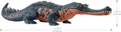 Mattel Jurassic World Wild Roar Dinosaur Toy with Sound & Attack Move, Gryposuchus Posable Action Figure Includes Digital Play, 11 inches Long