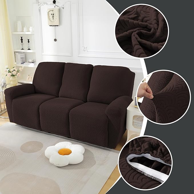 NORTHERN BROTHERS Recliner Sofa Covers 3 Seater, Reclining Sofa Cover 3 Seater, Couch Covers for Reclining Sofa, Couch Cover for Recliner Sofa 3 Seat, Recliner Sofa Covers, Dark Brown