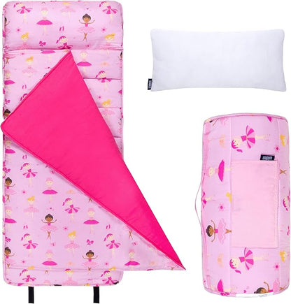 Wildkin Original Nap Mat with Reusable Pillow for Boys & Girls, Perfect for Elementary Daycare Sleepovers, Features Hook & Loop Fastener, Cotton Blend Materials Nap Mat for Kids