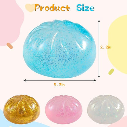 Glitter Dumpling Squishy, Viral Squishy Dumpling Mystery Box, Bao Bun Squeeze Toy,Stress Relief Fidget Toys (Pink)