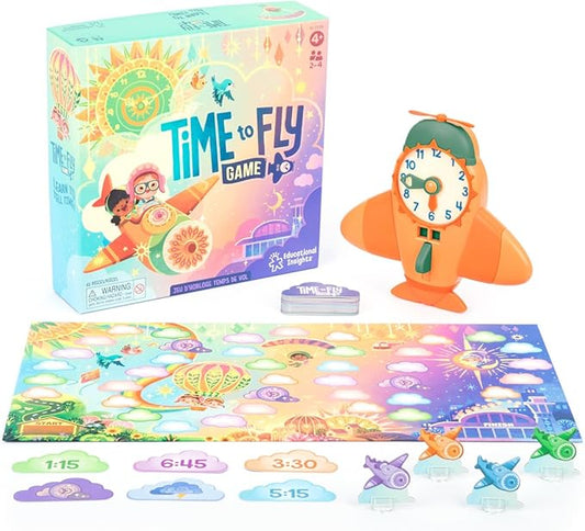 Educational Insights Time to Fly Game - Telling Time Game, Learning Time Clock for Kids, Board Games for Kids Ages 4+