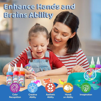 HOWUKE Magic Water Elf Kit, Aqua Fairy Water Gel, 100ml Large Capacity Set with 12 Shape Molds, Kids' Creative DIY Handmade Water Toy, 6 Colors