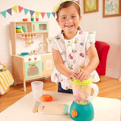 B. toys-Mini Chef - Fruity Smoothie Playset- Pretend Play Smoothie Play Set – Toy Blender & Play Kitchen Accessories – Play Food, Cup, Cutting Board, Knife – Role-Play Toys for Kids – 3 Years +