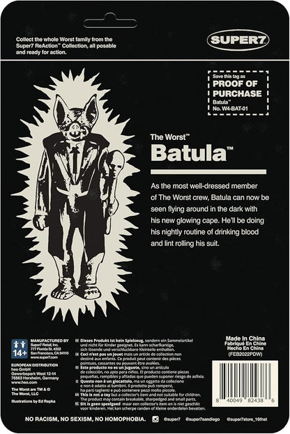 Super7 The Worst Batula (Monster Glow) - 3.75" The Worst Action Figure Collectibles and Retro Toys