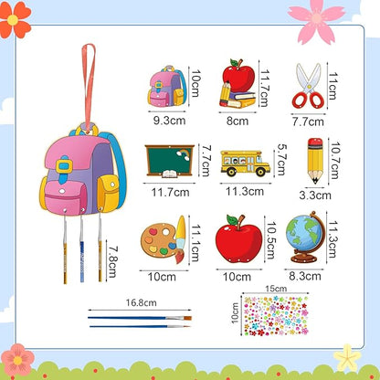 Fennoral 9 Pack Back to School Wind Chime Kit for Kids Make You Own Wind Chime Hanging Ornaments DIY Paint Back to School Craft for First Day of School Decoration Classroom Art Activity