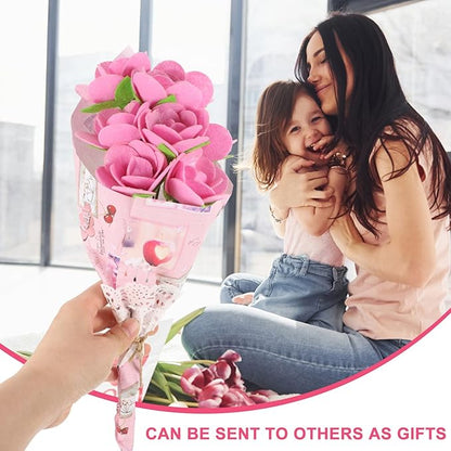 Beavorty 2 Sets Bouquet Material Package DIY Fabric Bouquet Arts and Crafts for Kids Flower Crafts for Kids Make Your Own Flowers Fabric Flower Bouquet Kid Toy Non-woven Child Props Unique