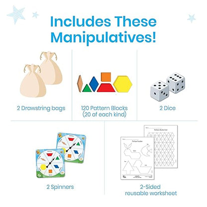 hand2mind Pattern Blocks Pop-Up Learning Activity Center, Create and Play Pattern Blocks, Foam Shapes, 3D Shapes Manipulatives, Geometric Shapes for Kids, Learning Shapes for Kindergarten
