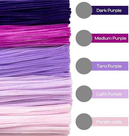 Caydo 500 Pieces Purple Pipe Cleaners, Chenille Stems, Pipe Cleaner Crafts for DIY Art and Craft Projects Creative Gift Party Decorations