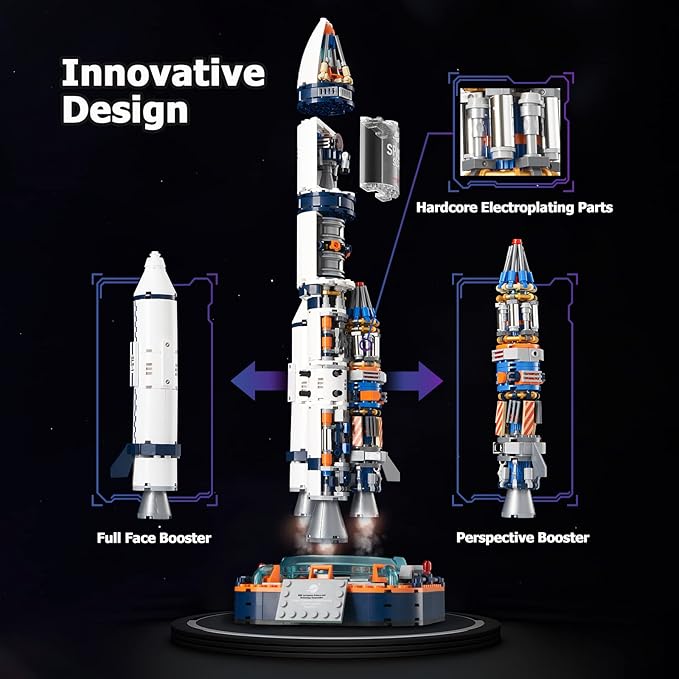 JOJO&Peach Space Exploration Rocket Building Toys, Collectible Display Model Set, Ideas Gift for Adults Boys Girls Age 8+（863 Pieces）