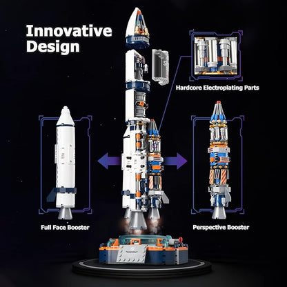 JOJO&Peach Space Exploration Rocket Building Toys, Collectible Display Model Set, Ideas Gift for Adults Boys Girls Age 8+（863 Pieces）