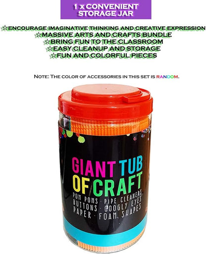 MOISO Kids Crafts and Art Supplies Jar Kit - 560+ Piece Set - Make Bracelets and Necklaces - Plus Glitter Glue, Construction Paper, Colored Popsicle Sticks, Eyes, Pipe Cleaners…