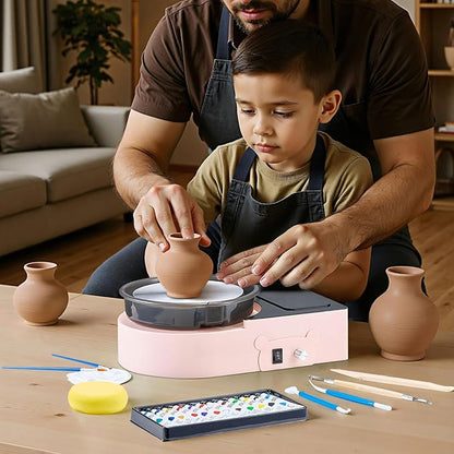 VEVOR Pottery Wheel for Kids Adults and Beginners - Complete Pottery Kit with 6" Turntable with Two-Way Rotation, Air Clay Art Supplies Sculpting Tools for Girls Birthday Christmas Craft Gifts, Pink