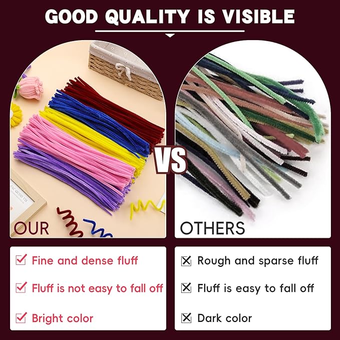 200 Pcs Pipe Cleaners Chenille Stems, Wine Red Pipe Cleaners, 11.8inch Long Craft Pipe Cleaner Bulk for Flowers Making, Mother’s Day DIY Art Crafts Decorations Supplies (Wine Red)