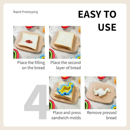 Sandwich Cutter and Sealer, Sandwich Cutter for Kids 5 PCS（BIG）, Decruster Sandwich Maker, Great for Lunchbox and Bento Box - Boys and Girls Kids