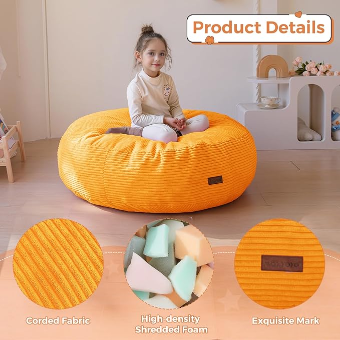 MAXYOYO 3 in 1 Kids Bean Bag Chair Bed, Convertible Chair Folds from Bean Bag to Lounger, Child Floor Sofa for Gaming, Reading, Floor Mattress with High-Density Foam Filling