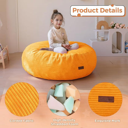 MAXYOYO 3 in 1 Kids Bean Bag Chair Bed, Convertible Chair Folds from Bean Bag to Lounger, Child Floor Sofa for Gaming, Reading, Floor Mattress with High-Density Foam Filling