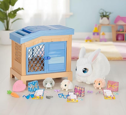 Little Live Pets Bunny Mama Surprise Toy Set, Hutch Interactive Animal Playset with 3 Surprise Babies, 20+ Sounds, Bunny Accessories for Girls Ages 3+