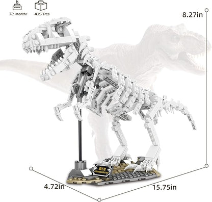 Dinosaur Building Kit,Dinosaur Park World Tyrannosaurus Fossils Creative Animal Building Toys for Boys Girls 6+,Glow in The Dark, Use Sunlight/Lights to Store Energy(435 Pieces)