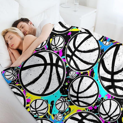 Basketball Throw Blanket - Soft Flannel Sports Basketball Blankets for Girls Boys Kids Basketball Lovers - Warm Basketball Throw Blankets for All Season Lap, Chair, Sofa - 50"x40"