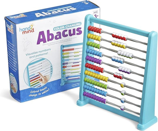 hand2mind Color Changing Plastic 100 Bead Abacus, Abacus for Kids Math, Math Manipulatives Kindergarten, Counting Rack for Kids, Counters for Kids Math, Educational Toys for Elementary Kids (Set of 1)
