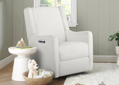 Delta Children Mercer Electronic Power Recliner and Swivel Glider with USB and Type-C Ports in LiveSmart Performance Fabric - Water Repellent & Stain Resistant, Pearl
