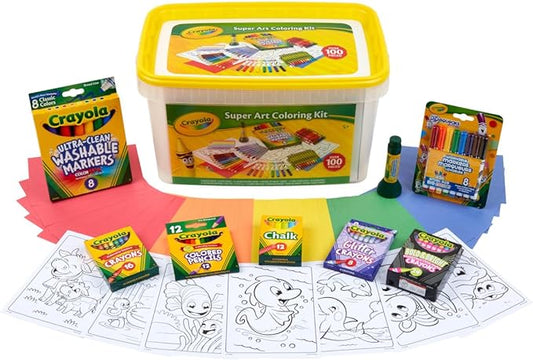 Crayola Super Art Coloring Kit (100+ Pcs), Arts & Crafts Set for Kids, Coloring Supplies, Arts & Crafts Set, Gifts for Kids [Amazon Exclusive]