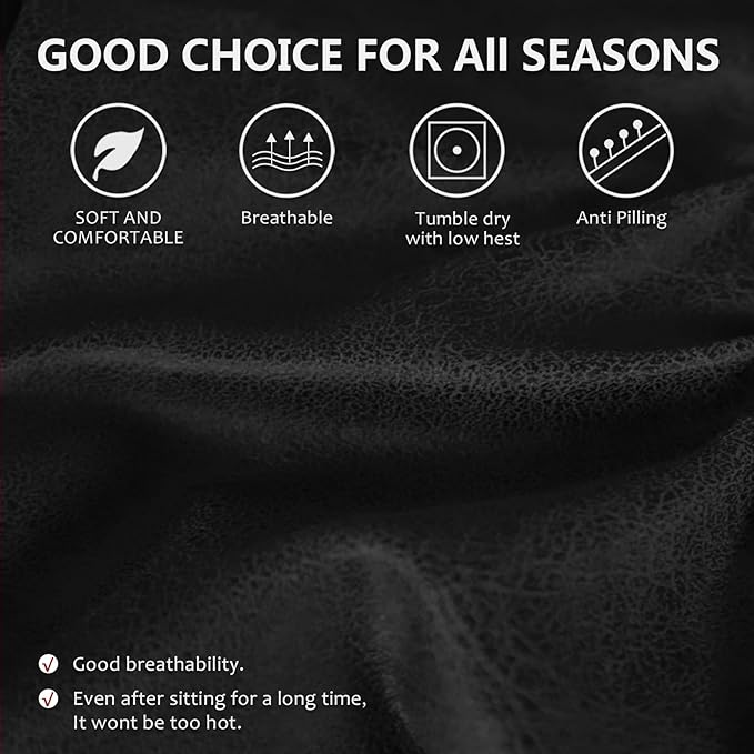 molasofa Recliner Chair Covers - 4 Pieces Leather Like Large Recliner Covers with Pocket Soft Non Slip Stretch Recliner Slipcover for Lazy Boy Recliner Chair Washable Furniture Protector (Black)