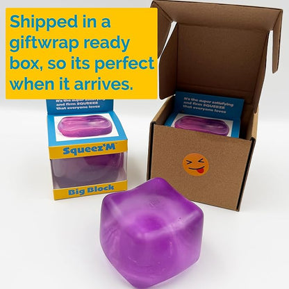 Premium Big Block Squeez'M Cube – 35% Larger Than The Standard Squishy Cube, Toy for Kids & Adults - Sensory Fidget for Stress Relief, Focus & Play – Colorful, Durable, Gift-Ready – ASTM Certified 3+