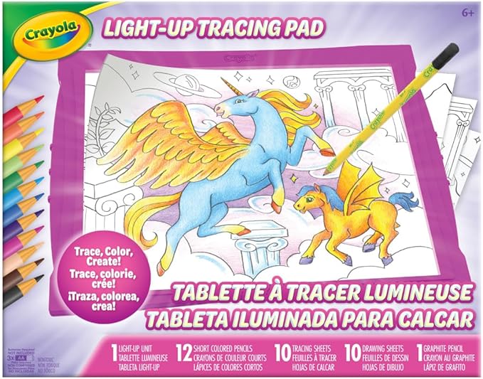 Crayola Light Up Tracing Pad - Pink, Writing & Drawing Art Kit for Kids, Kids Toys & Games, Tracing Light Box, Easter Gifts for Girls & Boys, 6+ [Amazon Exclusive]