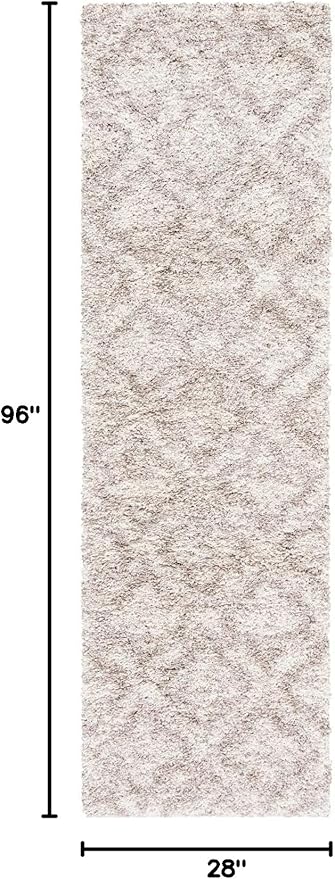 SAFAVIEH Hudson Shag Collection Runner Rug - 2'3" x 8', Multi Ivory & Beige, Moroccan Design, Non-Shedding & Easy Care, 2-inch Thick Ideal for High Traffic Areas in Living Room, Bedroom (SGH284E)