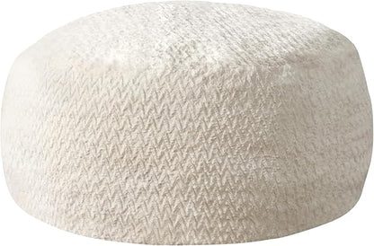5ft Bean Bag Chairs for Adults Large Beanbag Chair with Chevron Plush Fur Cover Big Bean Bag Chair for Living Room Bedroom Dorm Office - White (50” x 50” x 24”)
