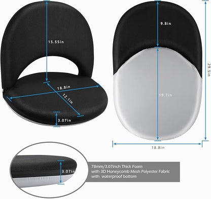 Nnewvante Floor Chair 42-Position Adjustable Floor Seating for Kids Adults with Back Support Folding Floor Seat Cushioned Recliner Meditation Washable Chaise Lounges, Black