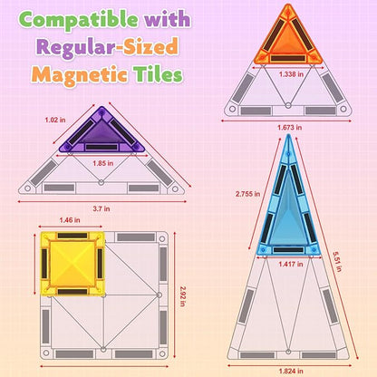 Mini Magnetic Tiles - 56 PCS Travel Magnetic Tiles with Tin, Micro Magnet Travel Toy for Kids Ages 3 4-8, STEM Educational Building Set Construction Toys, Boys Girls Toddlers Birthdays Gifts